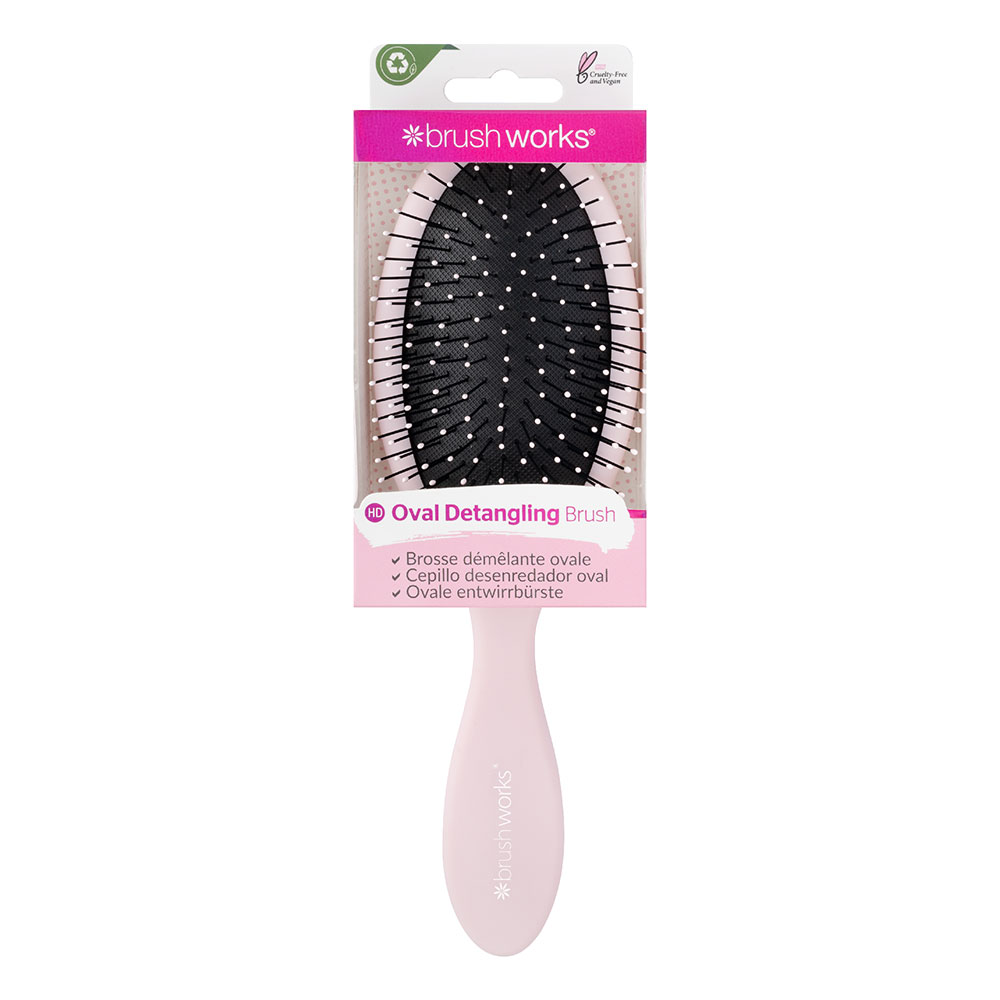 Brushworks Professional Oval Detangling Hair Brush - Pink