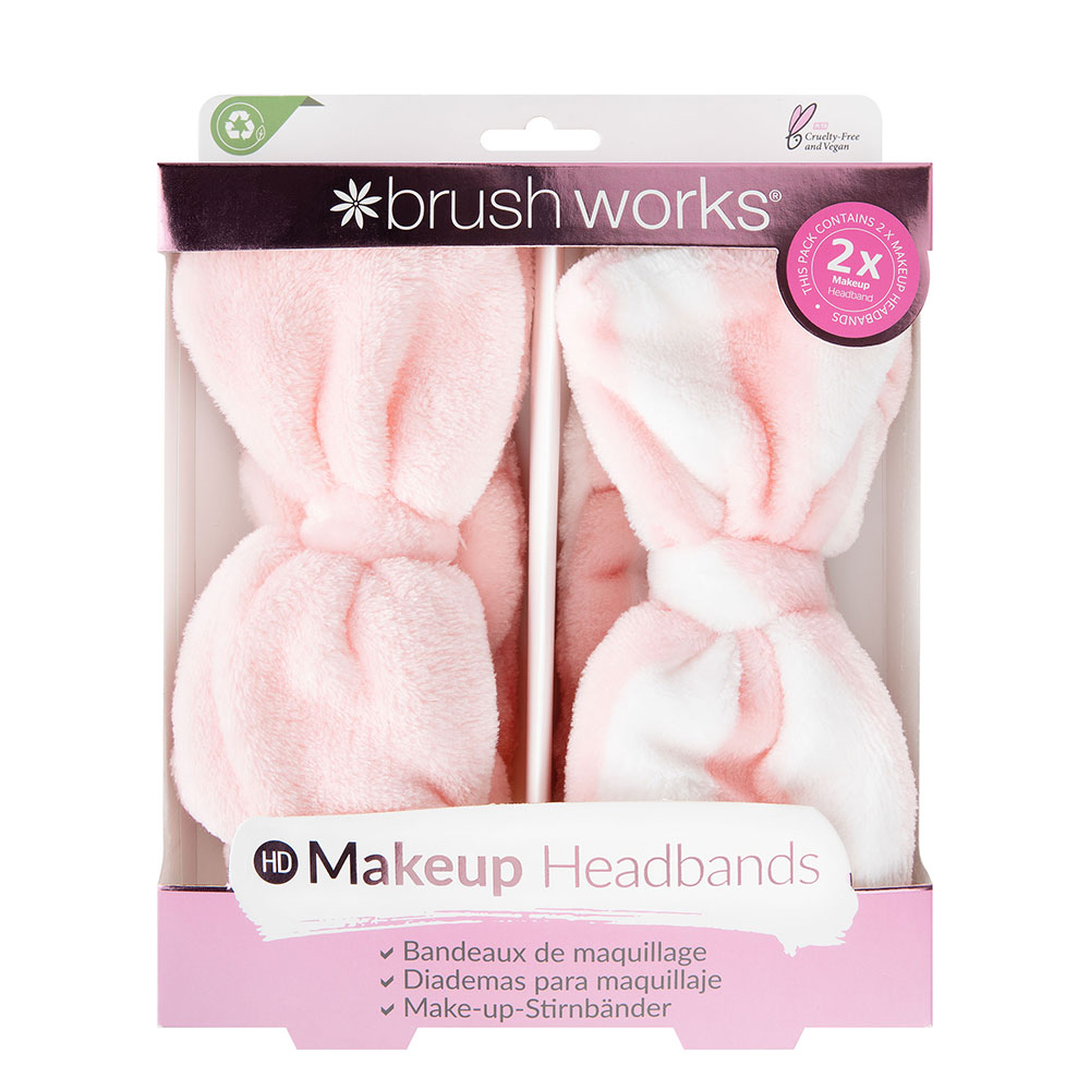 Brushworks Makeup Headbands, 2 Pack